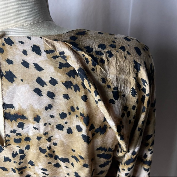 Banana Republic Cropped Top Blouse Leopard Print Balloon Sleeve Sz XS - Picture 5 of 13